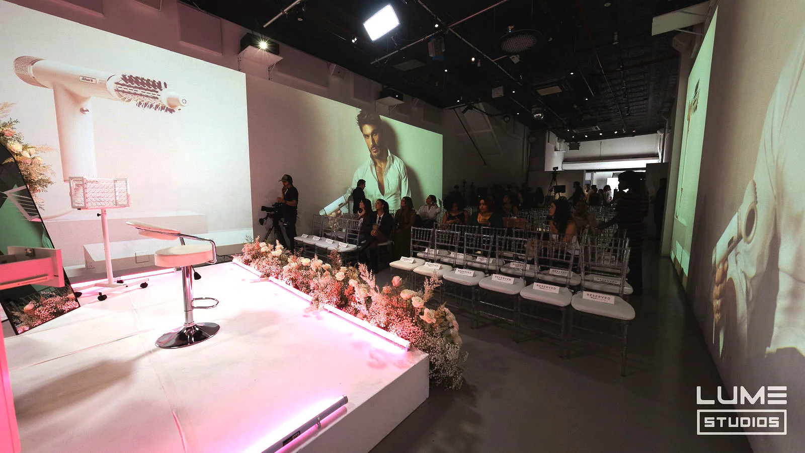 Shark Beauty x Chris Appleton at LUME Studios, styling runway set