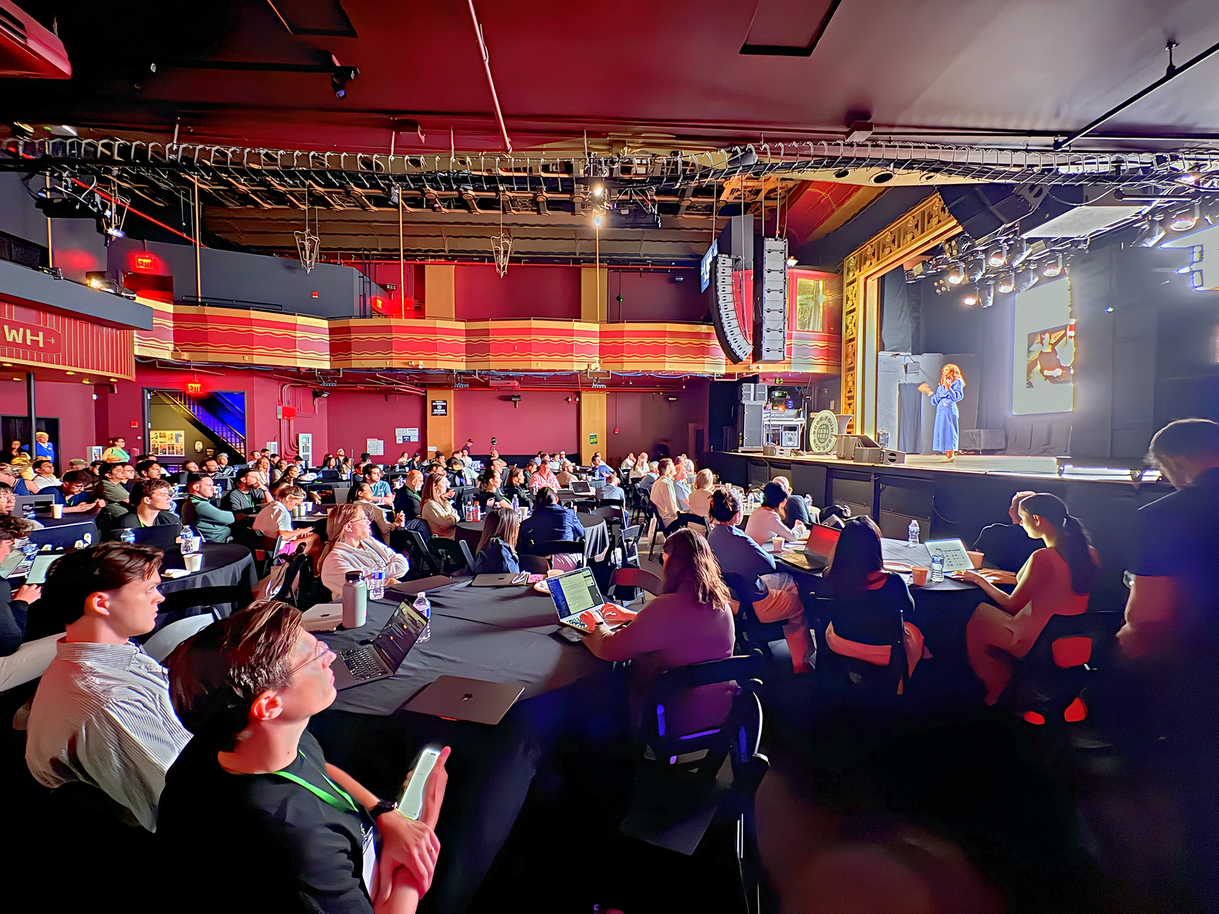 Ecommerce founders watch a presentation from the floor of Webster Hall during the Ecom AI Summit 2026.