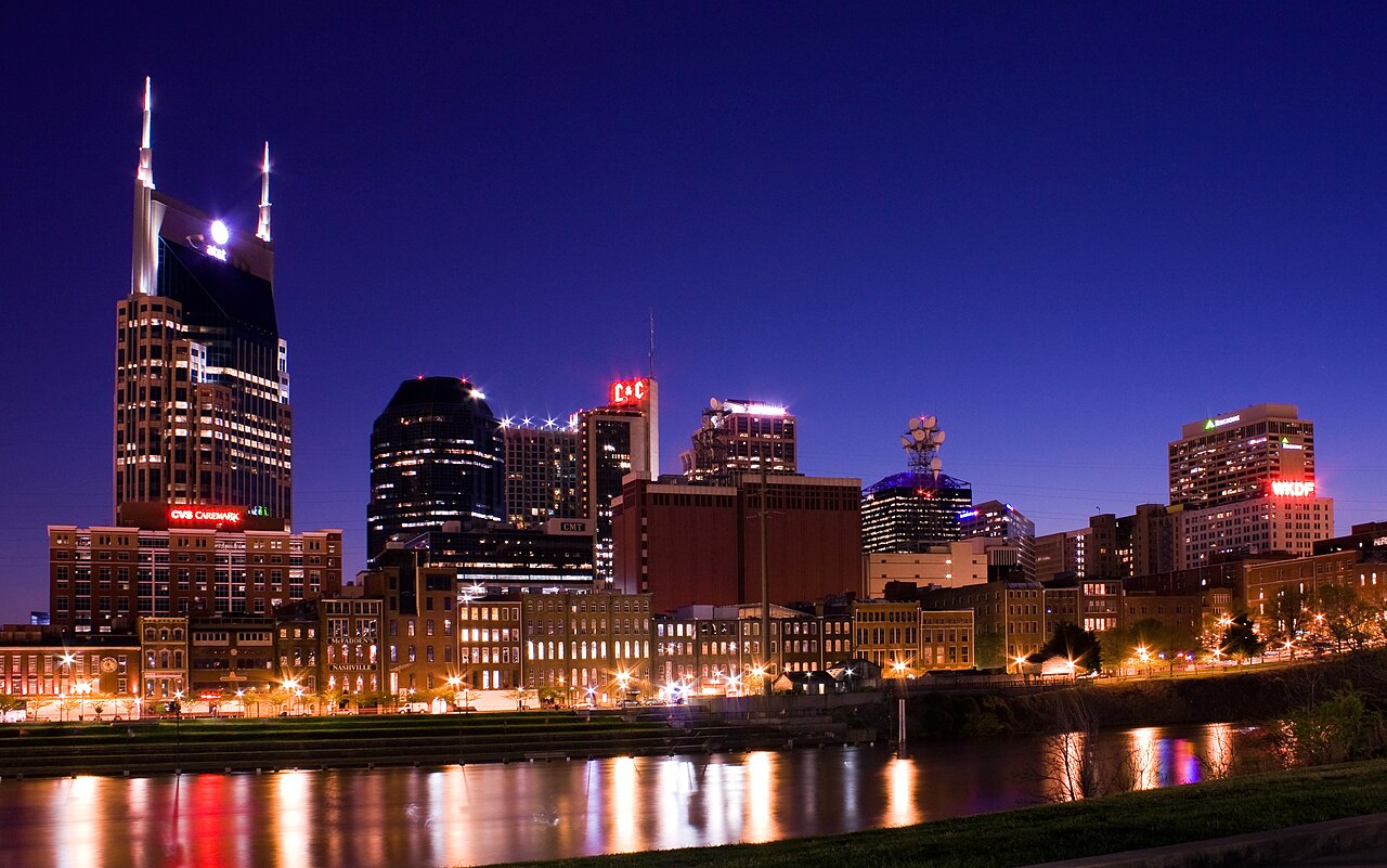 View of the Nashville, Tennessee skyline photographed