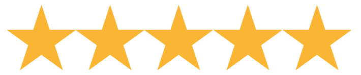 Five star rating graphic representing positive reviews