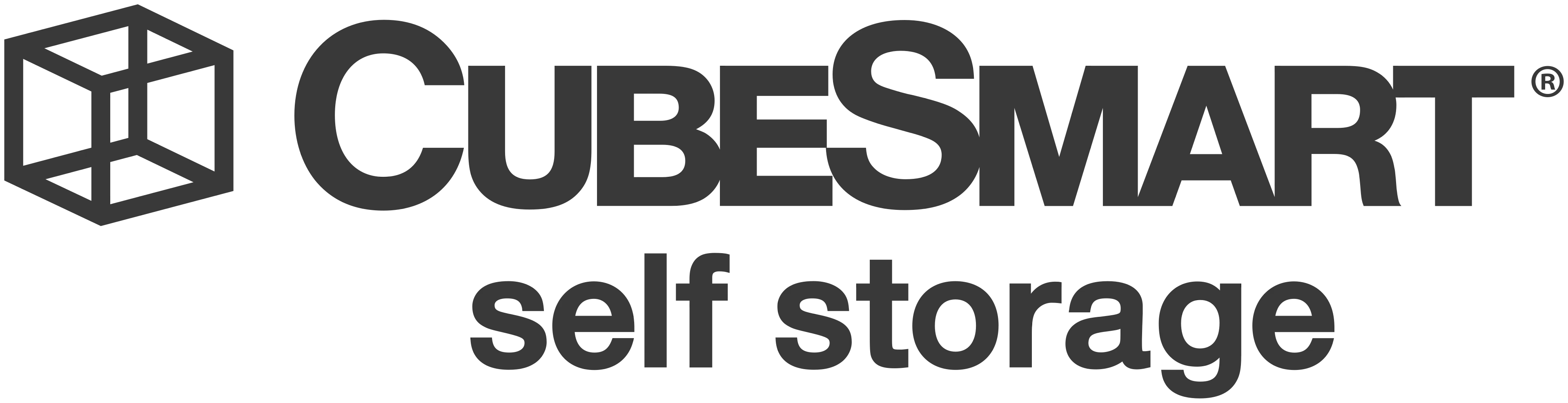 CubeSmart self storage company logo with a cube graphic.