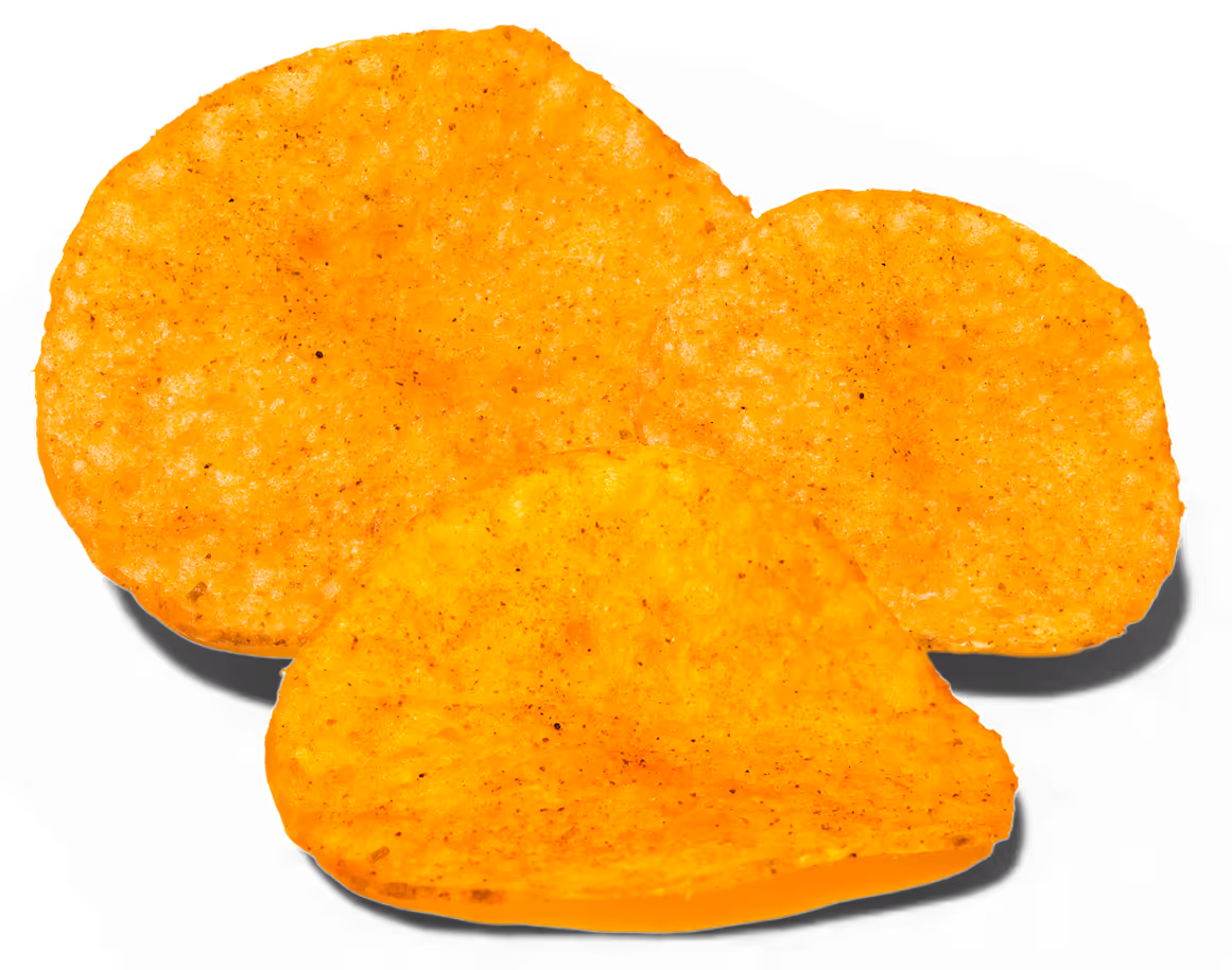 Stack of SNAXX baked potato chips isolated on a dark background.