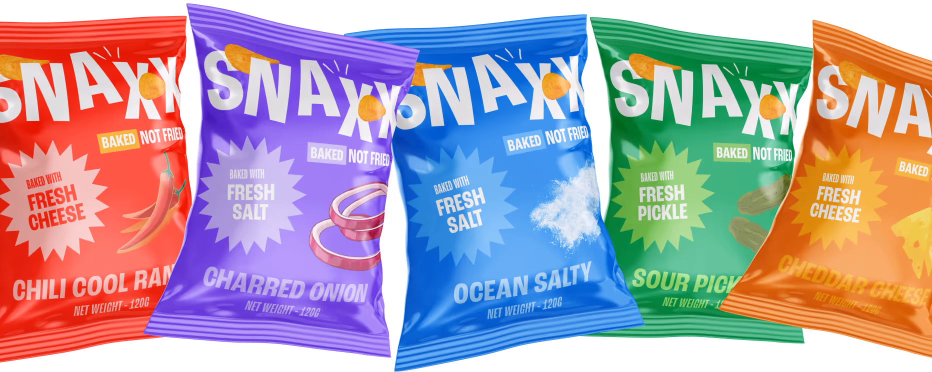 Six flavors of chip bags,