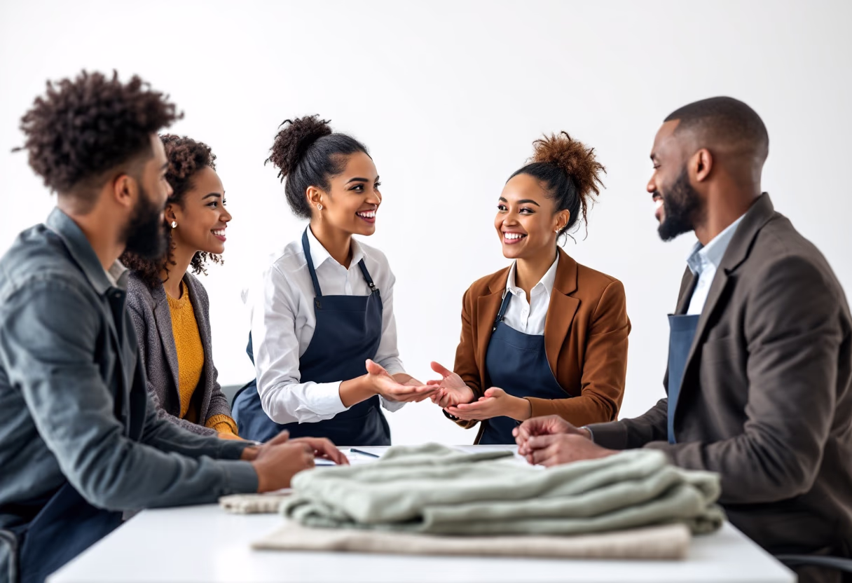image of team members analyzing garment care strategies