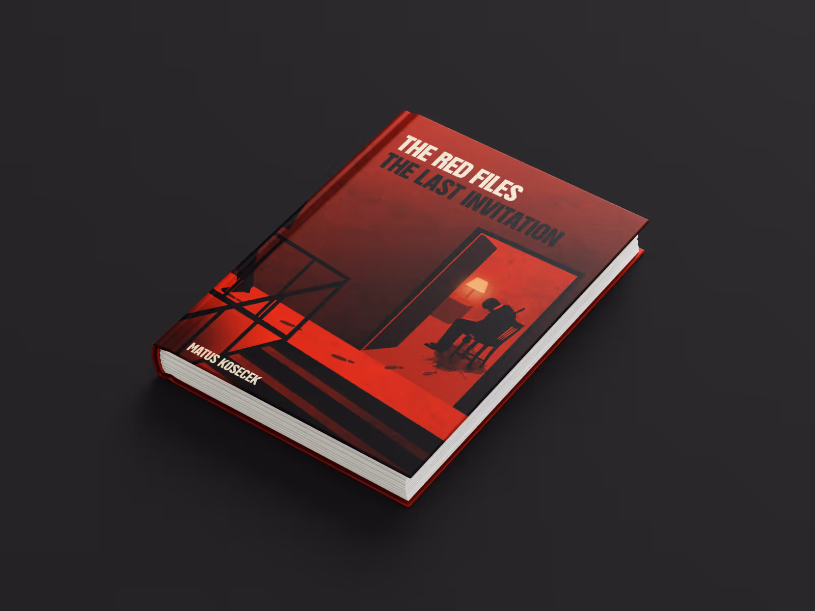 Book titled 'The Red Files The Last Invitation' by Matus Kosecek with a red and black cover illustration of a person sitting on a chair in a room.