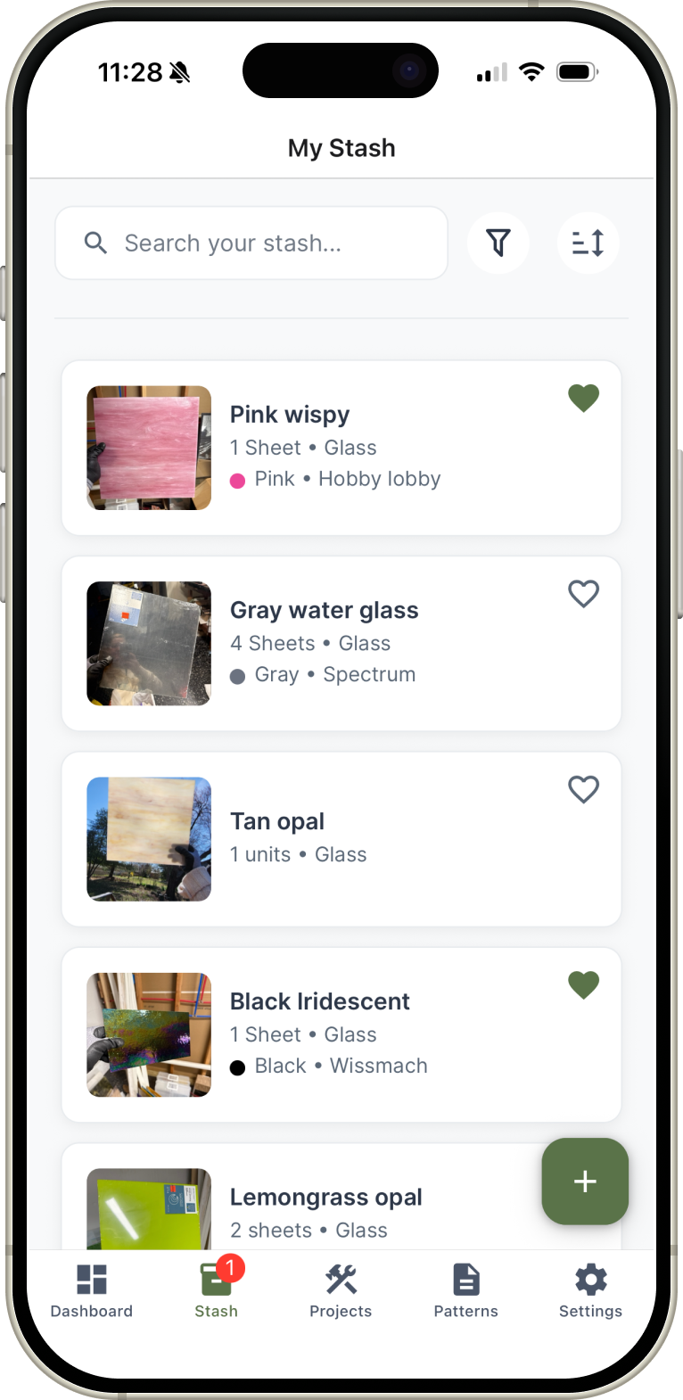 A screenshot of a inventory page of an app