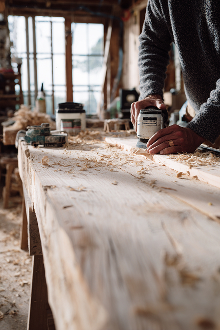 A man sanding wood