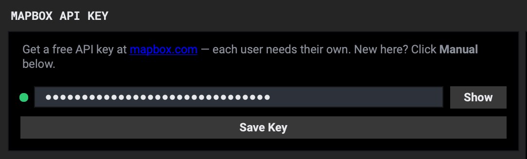 TerrainStudio Mapbox API Key box