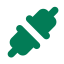 Green electrical plug icon with two prongs pointing right.