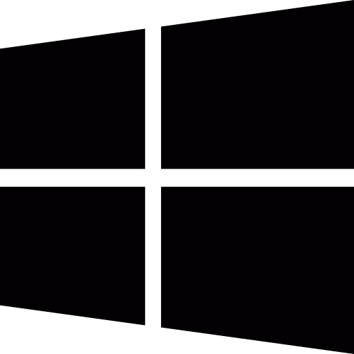Silhouette of the Windows logo, divided into four panes arranged in a 2x2 grid, with perspective making the right panes appear larger.