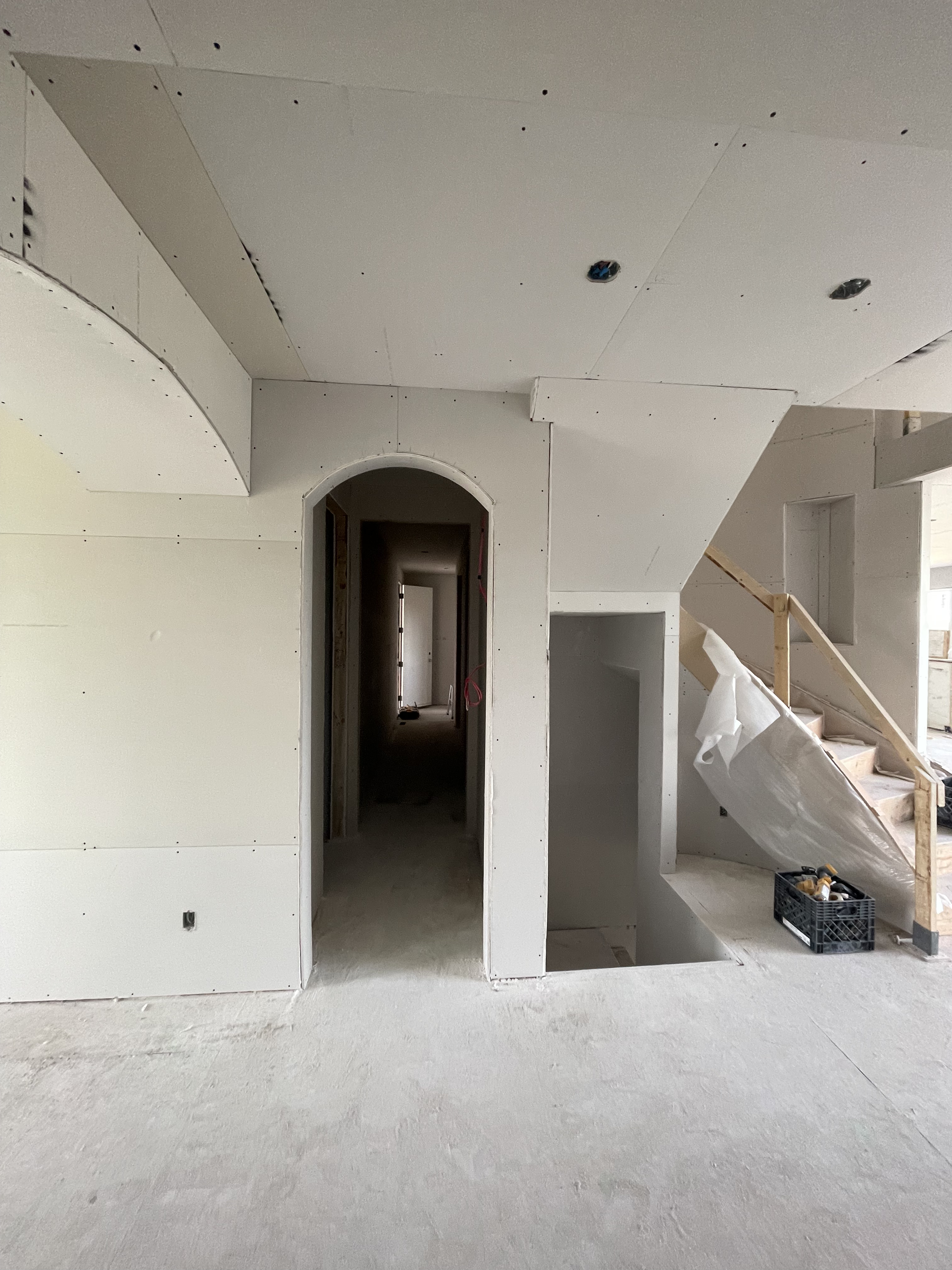 Residential interior ready for drywall, Calgary build by Inkoma