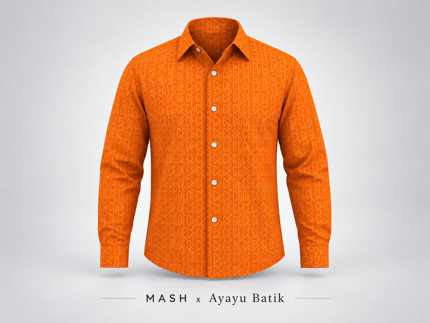Orange patterned long-sleeve batik shirt