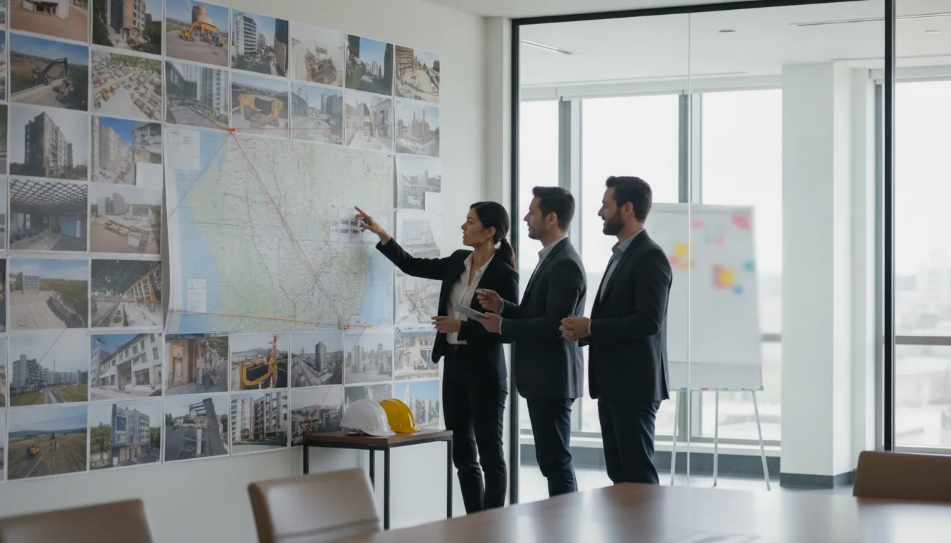 Construction executives in a strategic planning meeting