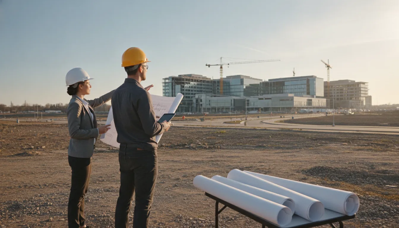 Indianapolis construction professional reviewing a potential healthcare site