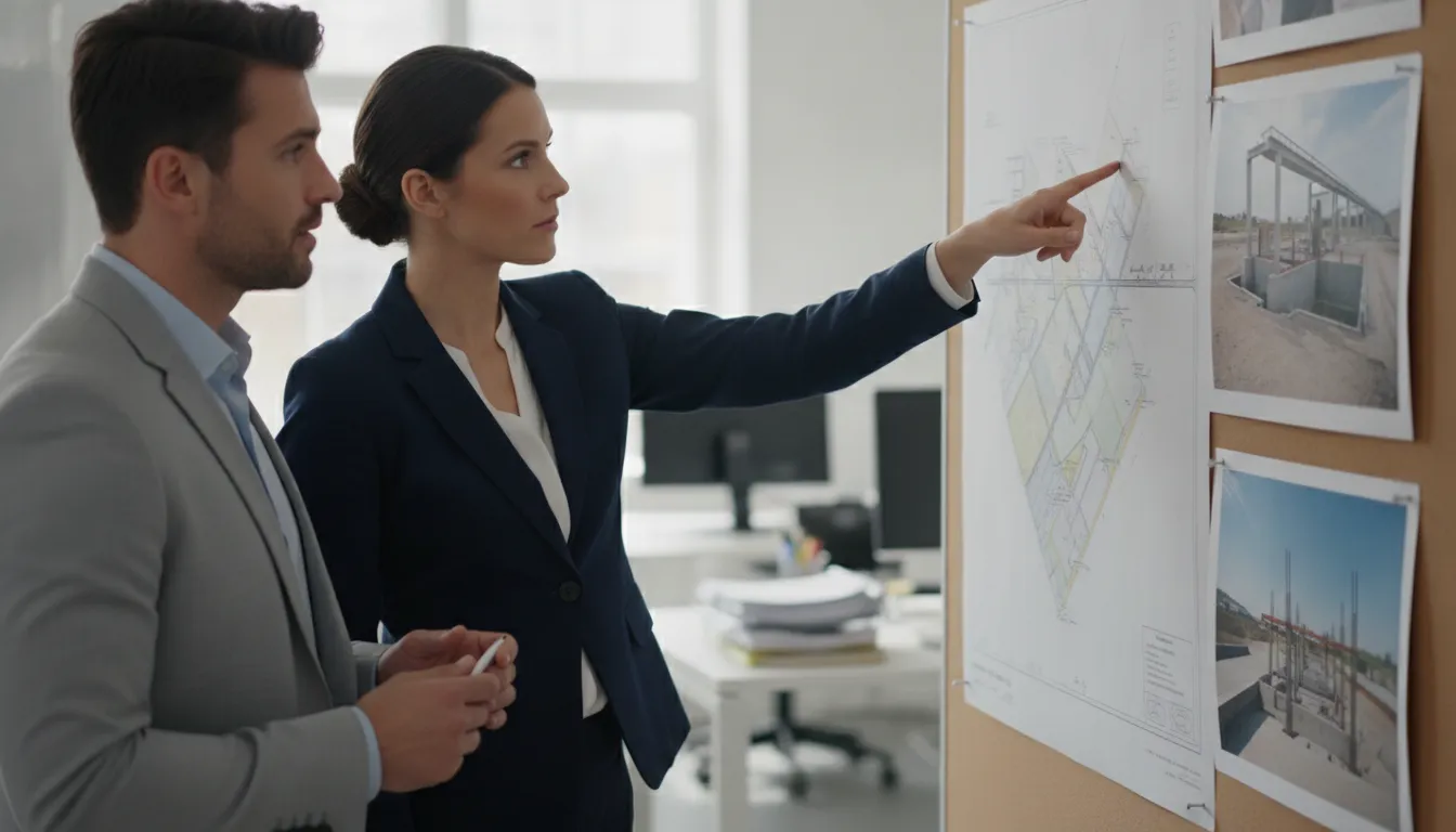 Business development executive reviewing an early-stage industrial project plan