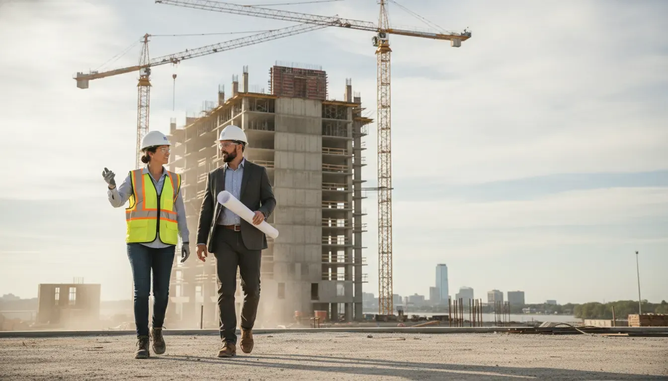 Jacksonville construction BD leaders reviewing an active commercial site