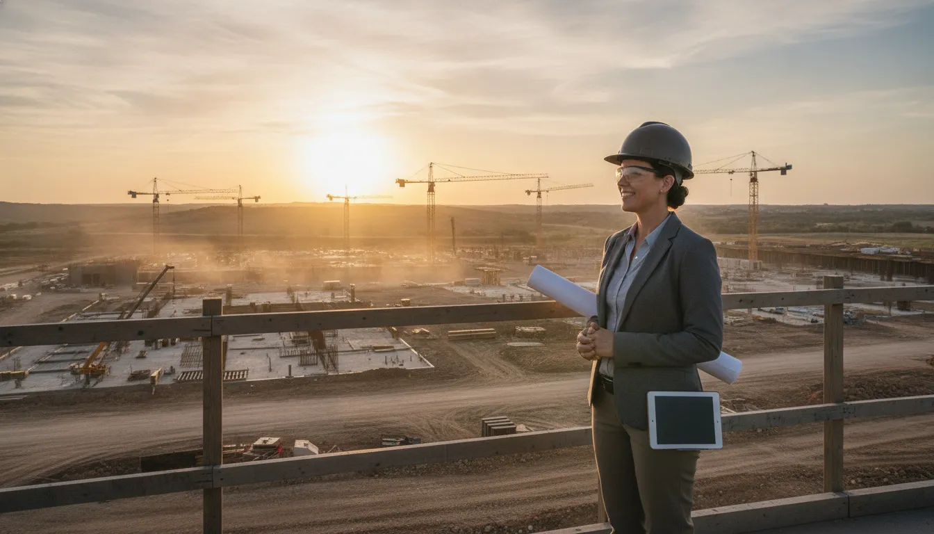 Construction business development leader viewing a commercial site