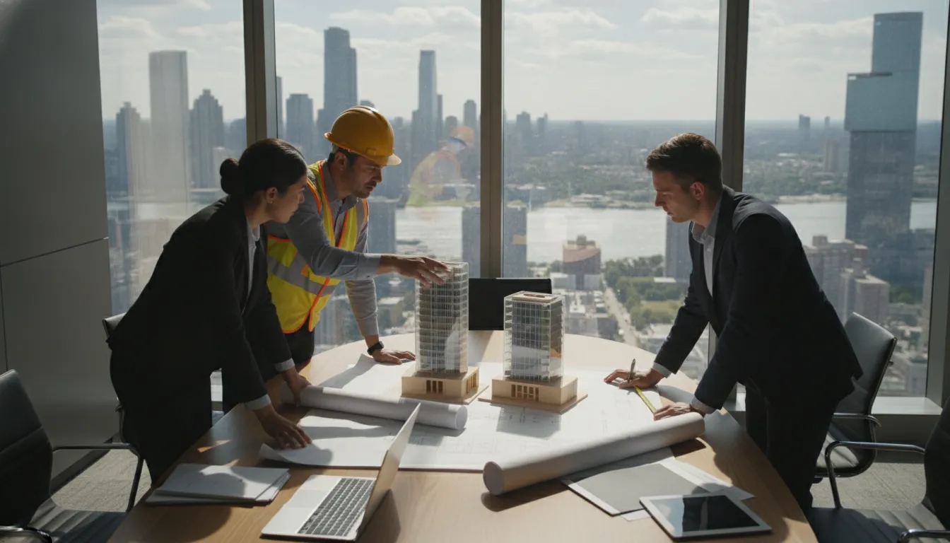 Construction team reviewing commercial project opportunities