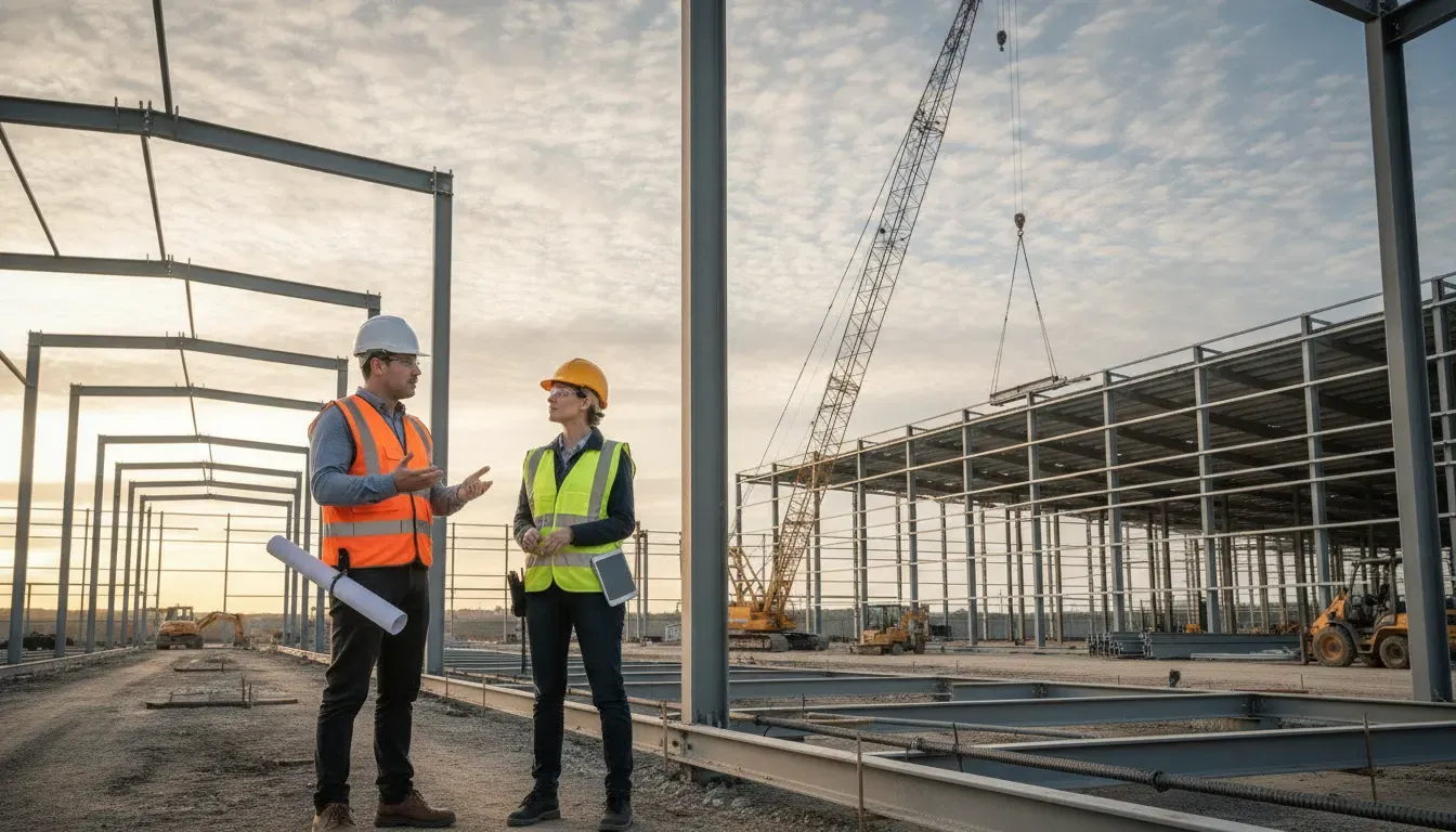 General contractor and subcontractor discussing the timing of an industrial project in DFW