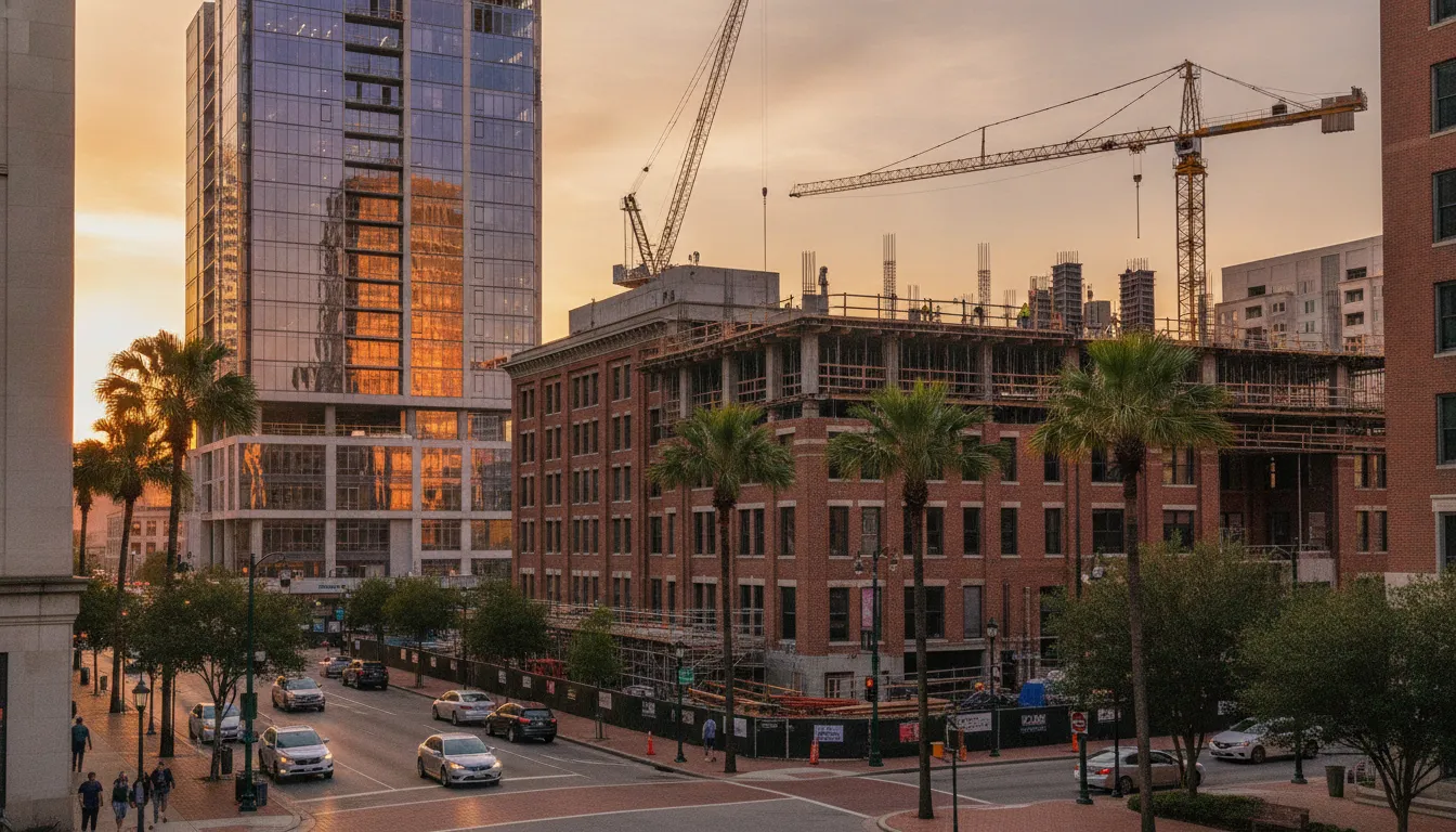 Jacksonville office tower and adaptive reuse construction site
