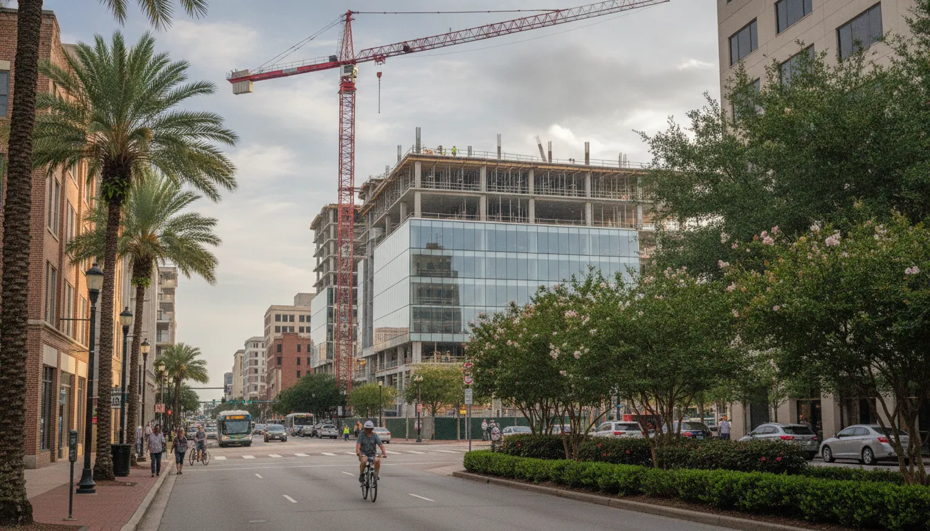 Office construction activity in a Jacksonville city district