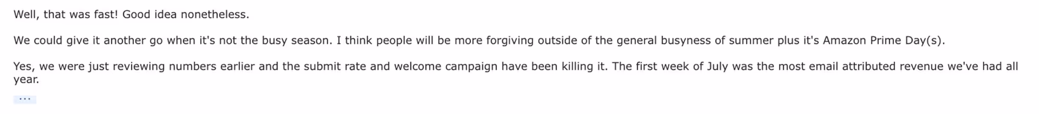 Testimonial Screenshot from a happy client of Social Scout praising their work