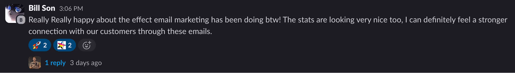 Testimonial Screenshot from a happy client of Social Scout praising their work