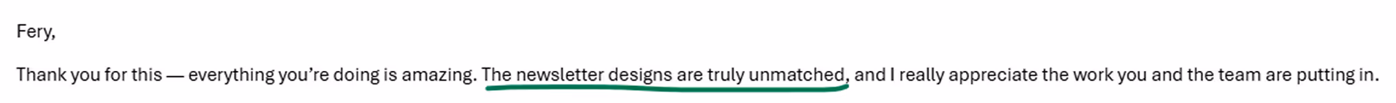 Testimonial Screenshot from a happy client of Social Scout praising their work