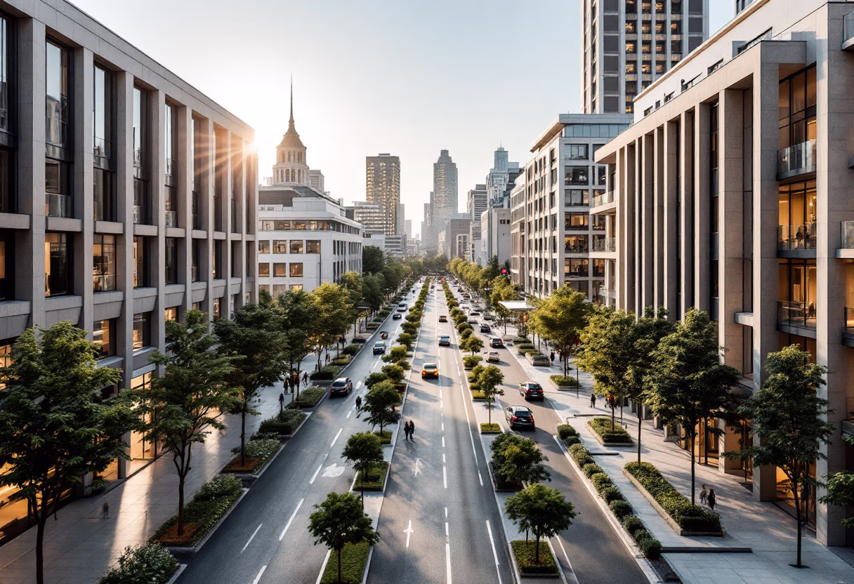 background image of a bustling cityscape (for a travel tech)
