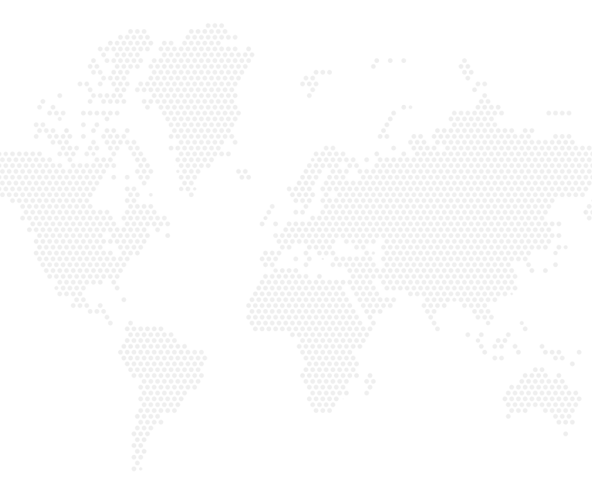 Simplified pixelated world map with continents in light gray against a black background.
