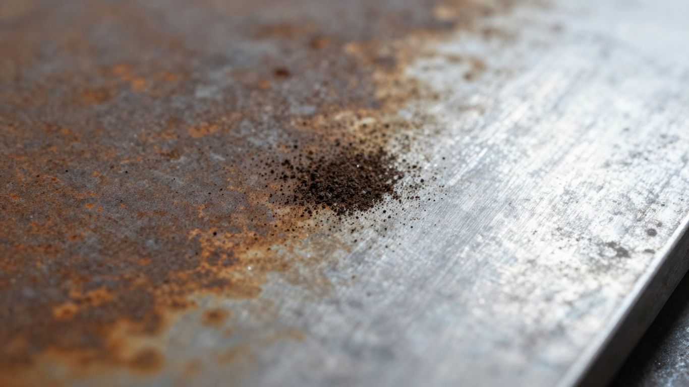 Cleaned metal surface after abrasive blasting preparation.