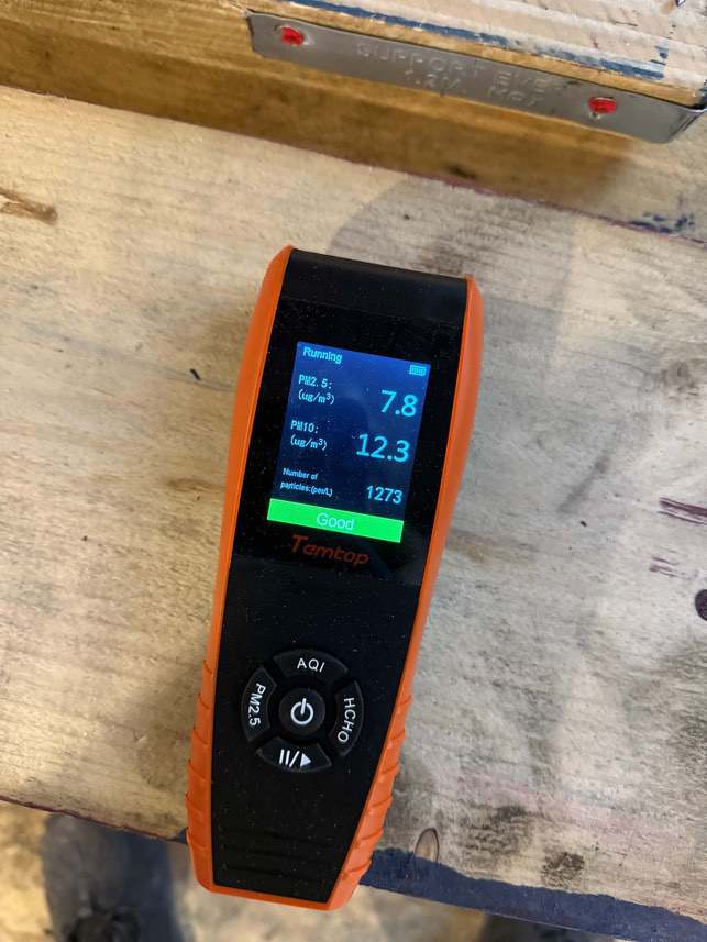 Surface-temperature meter recording conditions on structural steel.