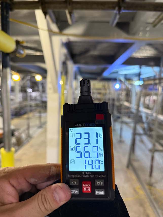 Thermo-hygrometer recording ambient conditions inside the P&G Tilbury facility.