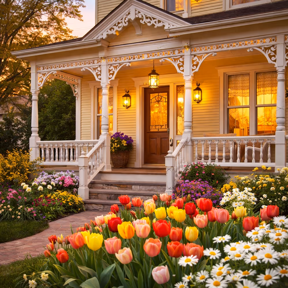 Modern black exterior wall with warm lit windows and pathway lighting along a garden walkway at dusk.