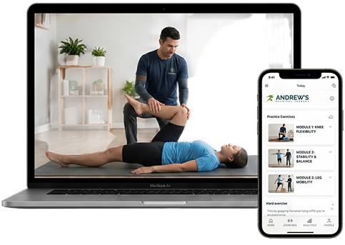 Andrew's PT programs on laptop and phone
