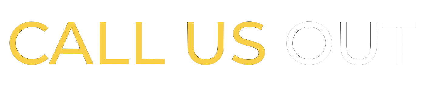 Yellow and white text saying Call Us with simple graphic design