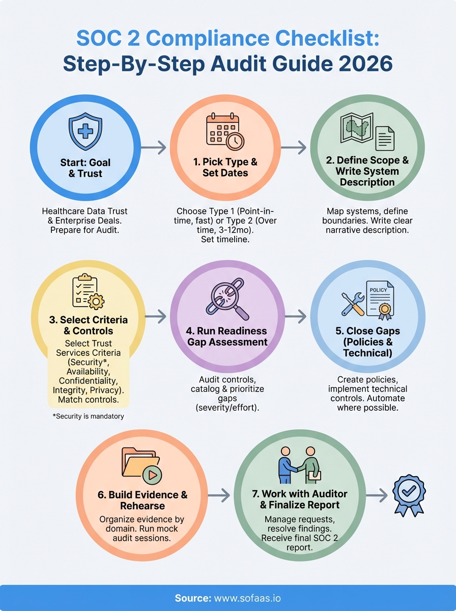 soc 2 compliance checklist infographic