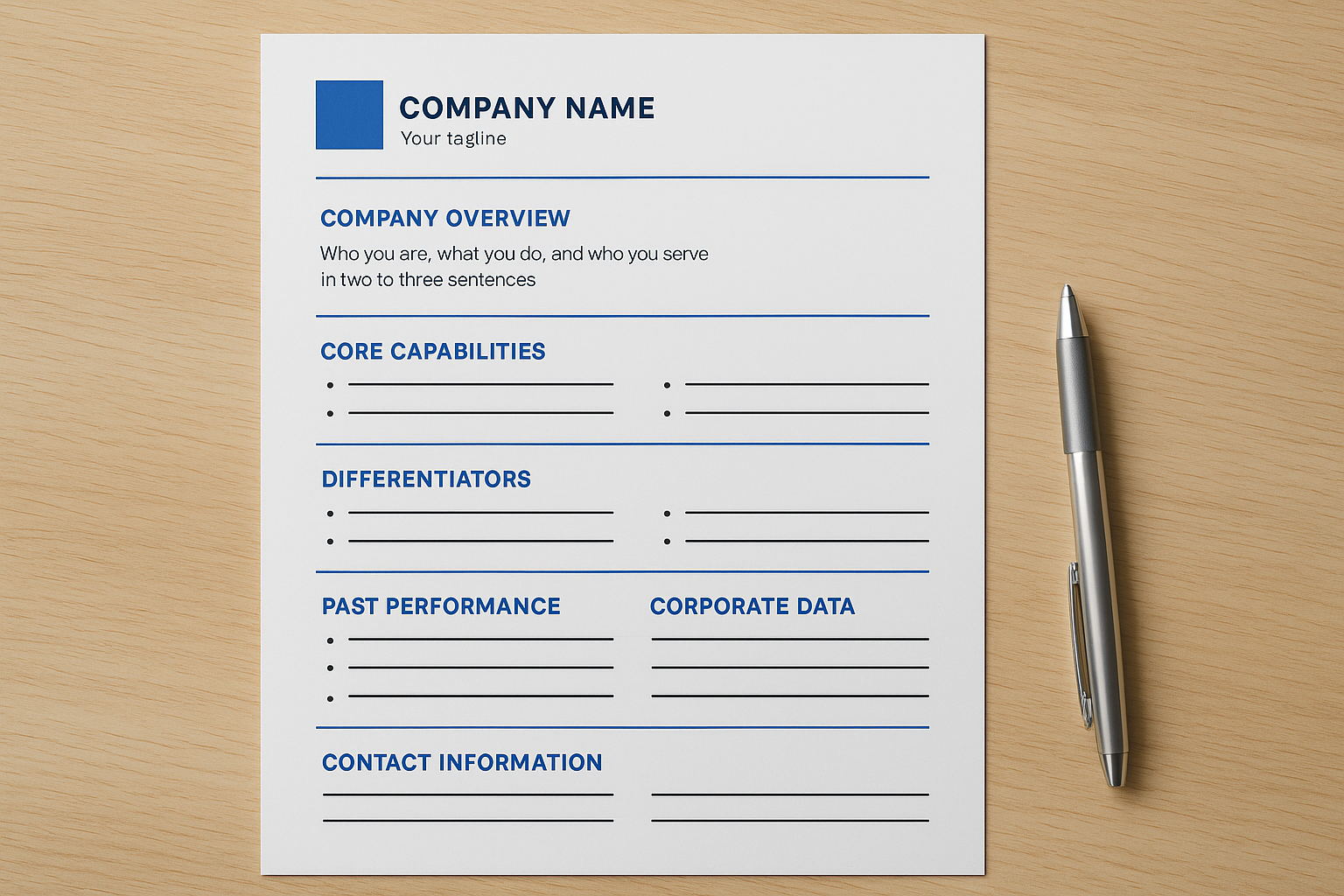 Step 1. Build a one-page capability statement structure