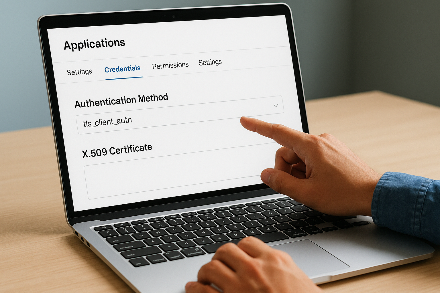 Enable certificate-based auth on the application