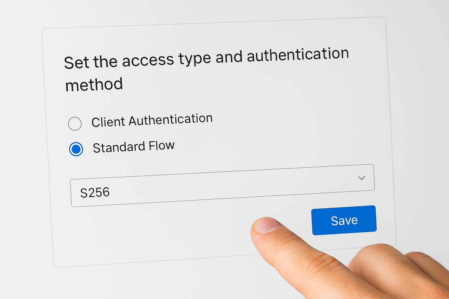 Set the access type and authentication method