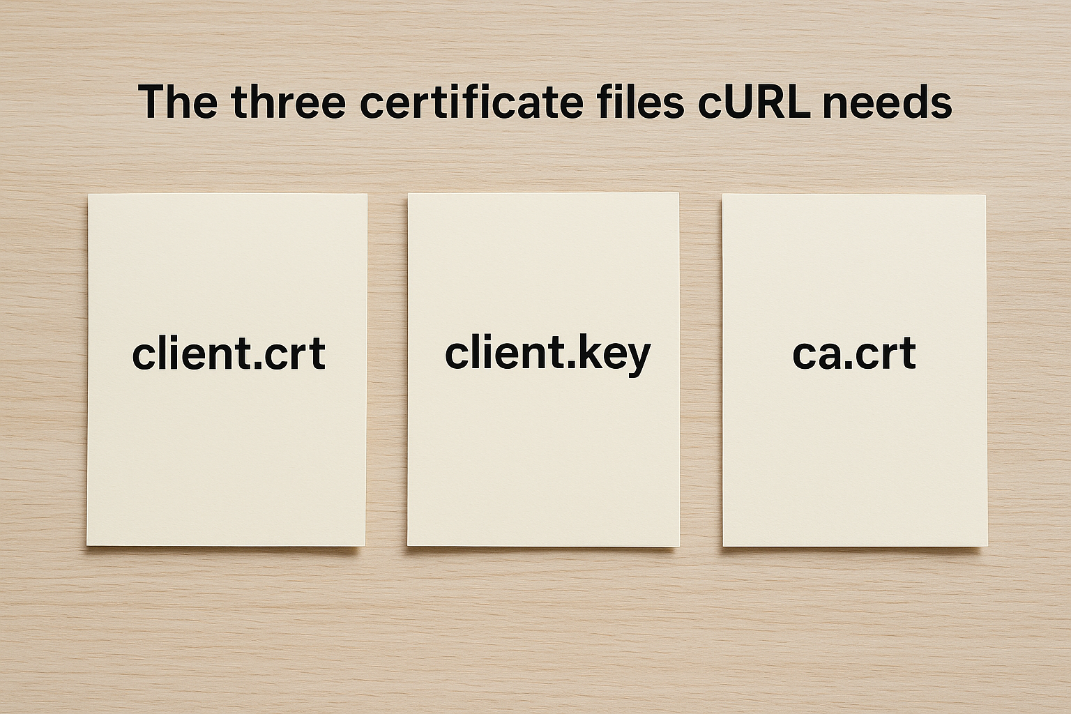 The three certificate files cURL needs