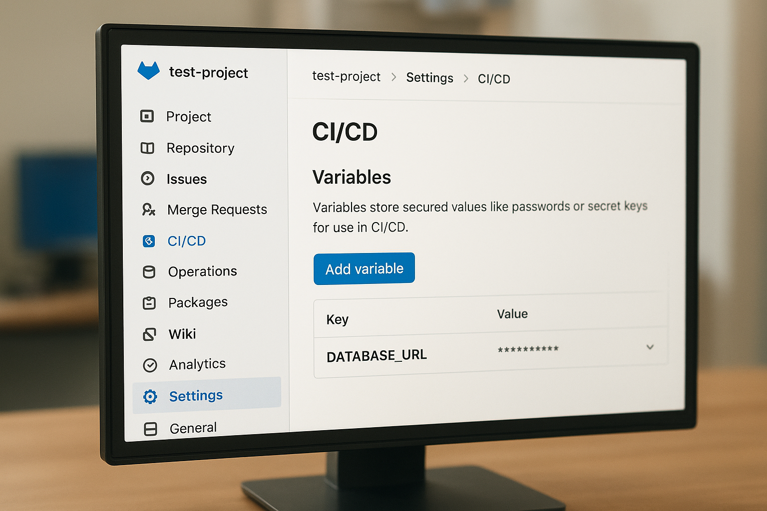 Add variables through the GitLab UI