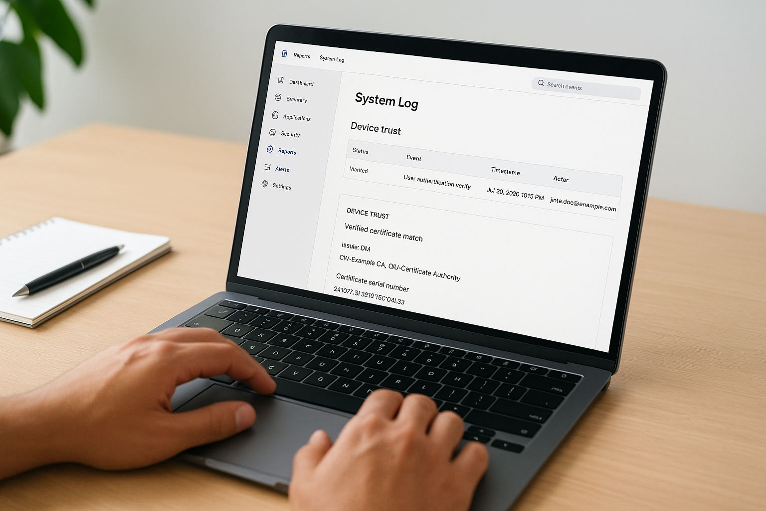 Confirm device trust in Okta System Log