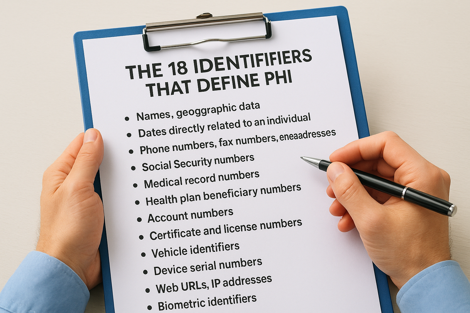 The 18 identifiers that define PHI