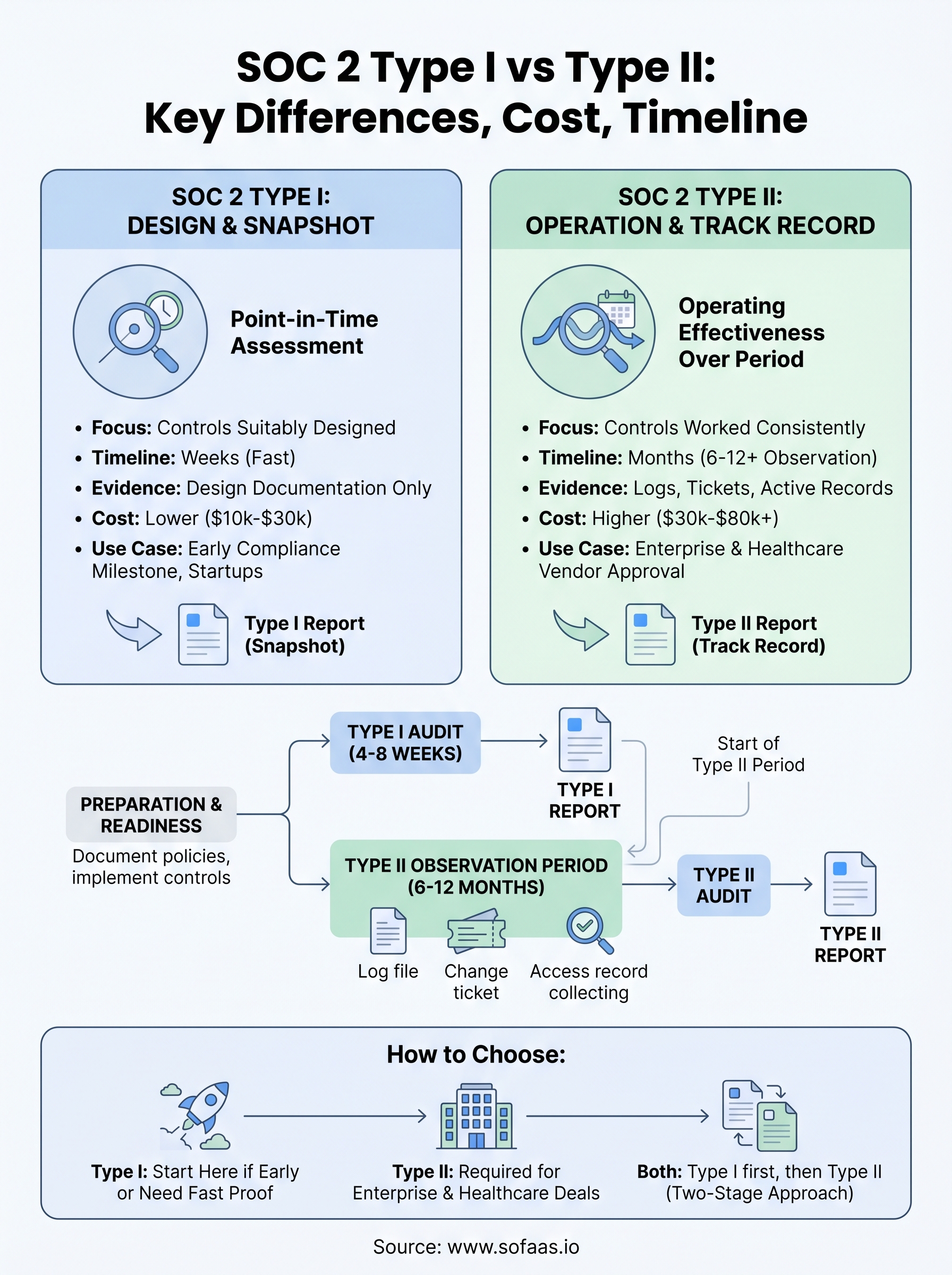 soc 2 type i vs type ii infographic