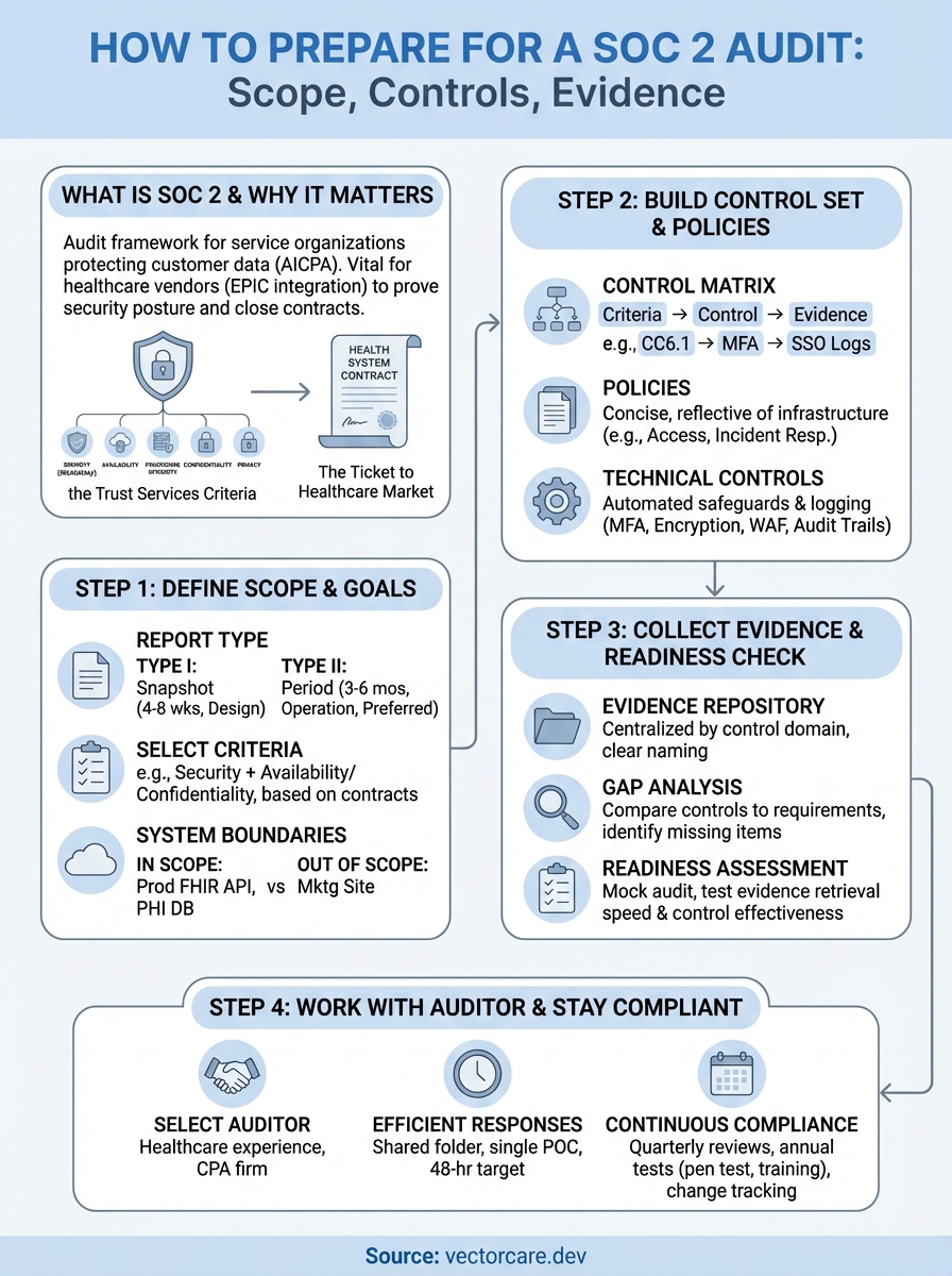 how to prepare for soc 2 audit infographic
