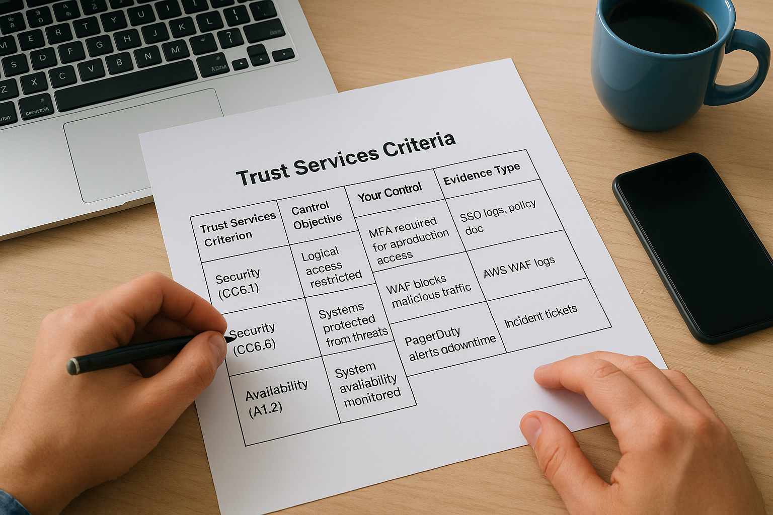 Map controls to your selected Trust Services Criteria