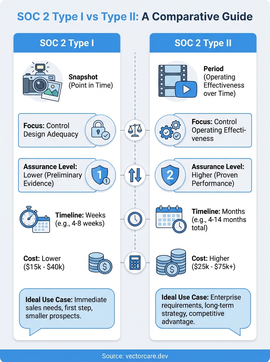 soc 2 type i vs type ii infographic