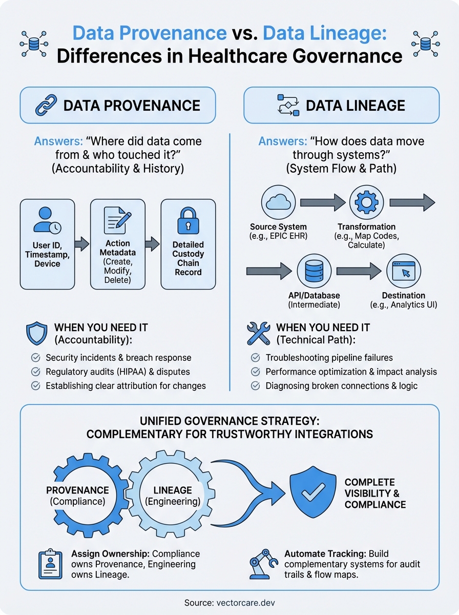data provenance vs data lineage infographic