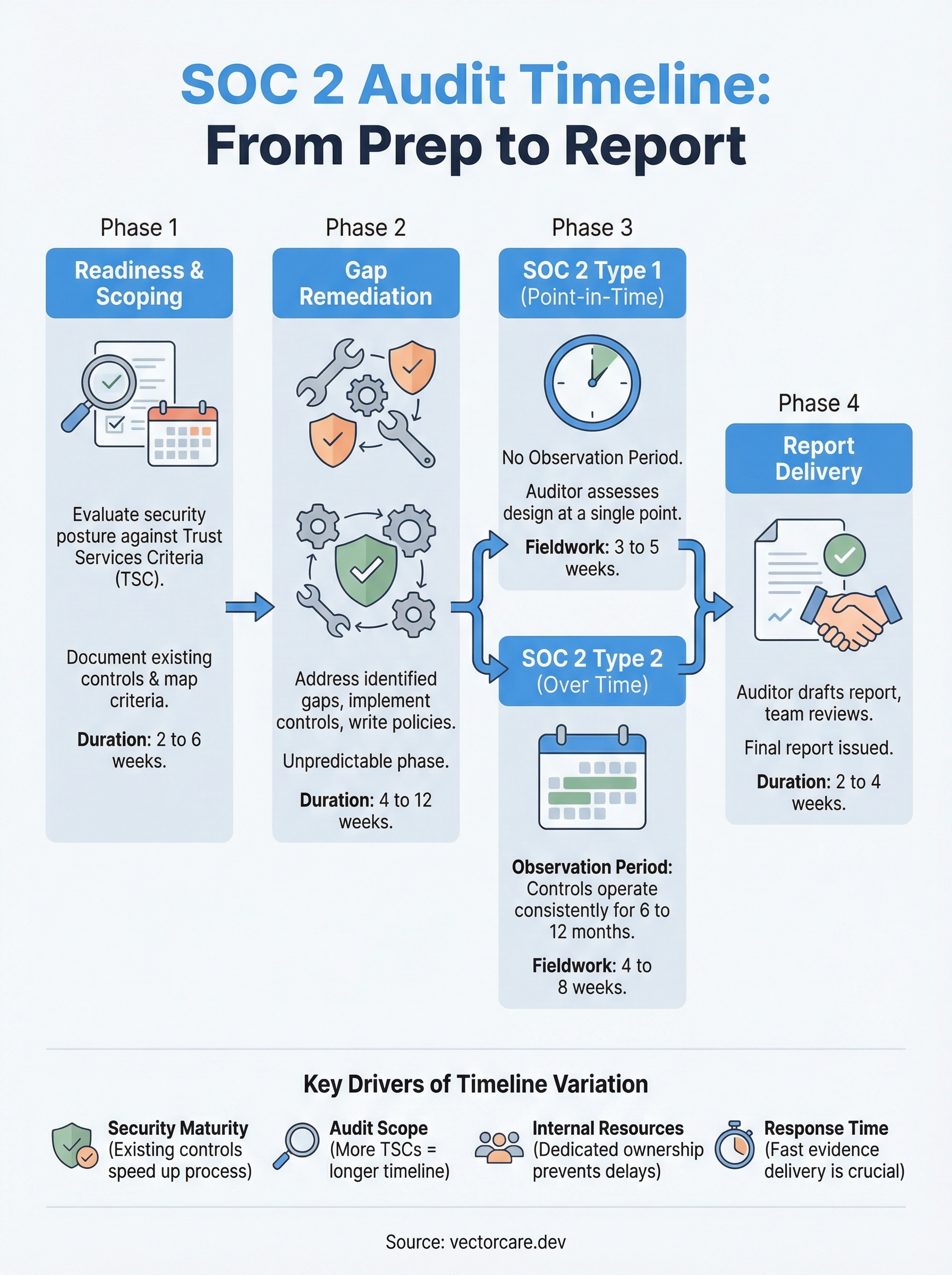 soc 2 audit timeline infographic